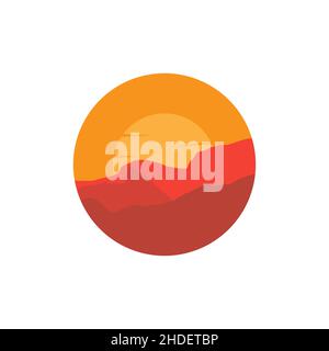 red orange yellow abstract circle sunset logo design vector graphic symbol icon illustration creative idea Stock Vector