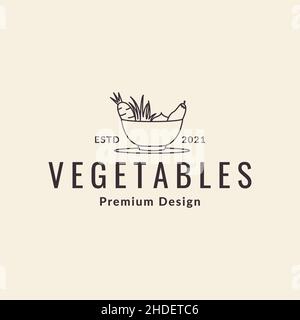 line bowl with vegetables set logo design vector graphic symbol icon illustration creative idea Stock Vector