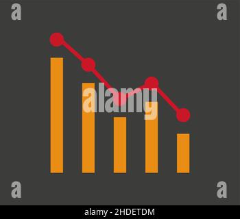 Vector icon of five column decreasing graph Stock Vector