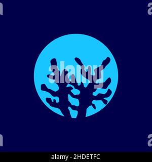 negative space with coral reefs logo design vector graphic symbol icon illustration creative idea Stock Vector