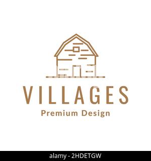 line wood village home logo design vector graphic symbol icon illustration creative idea Stock Vector
