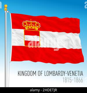 Kingdom of Lombardy - Venetian historical flag, Italy, 1815 - 1866, vector illustration Stock Vector