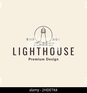 line hipster lighthouse logo design vector graphic symbol icon illustration creative idea Stock Vector