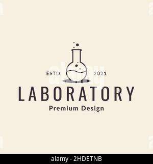 laboratory glass line hipster logo design vector graphic symbol icon illustration creative idea Stock Vector