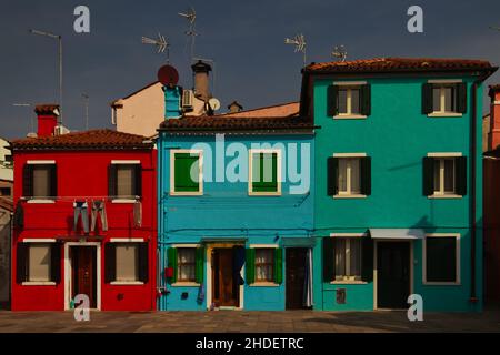 View of colorful houses on a sunny day Stock Photo