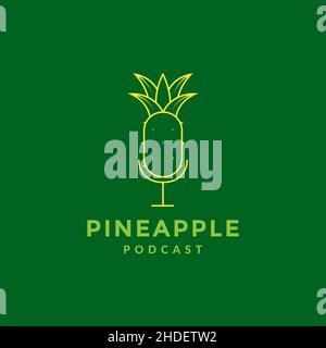 microphone pineapple art logo design vector graphic symbol icon illustration creative idea Stock Vector