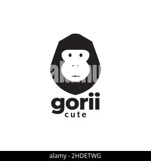 face cute gorilla flat logo design vector graphic symbol icon illustration creative idea Stock Vector