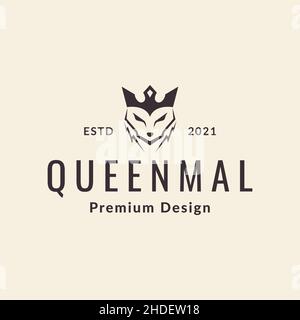 head wolf with crown hipster logo design vector graphic symbol icon illustration creative idea Stock Vector