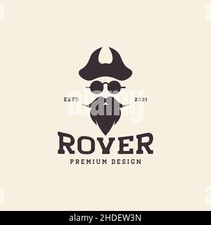 vintage head rover with beard logo design vector graphic symbol icon illustration creative idea Stock Vector