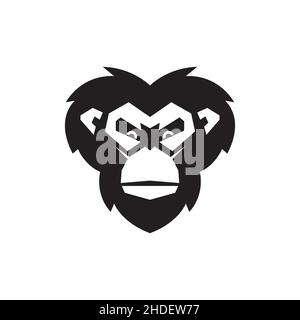 face cartoon strong black monkey logo design vector graphic symbol icon illustration creative idea Stock Vector