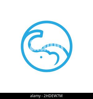 circle with elephant blue logo design vector graphic symbol icon illustration creative idea Stock Vector