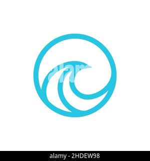 circle geometric waves sea logo design vector graphic symbol icon illustration creative idea Stock Vector