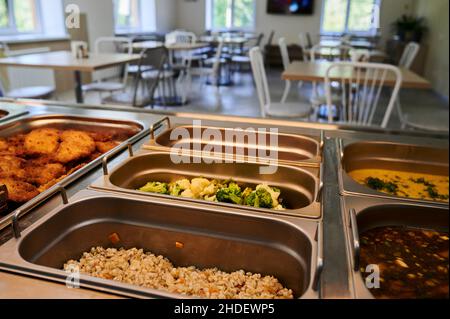 In the public dining room, you can choose from a variety of dishes Stock Photo