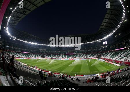 General view inside the Education City Stadium in Al Rayyan, Qatar. Taken during the FIFA Arab Cup in the build up to the 2022 FIFA World Cup. Photo by MB Media 10/12/2021 Stock Photo