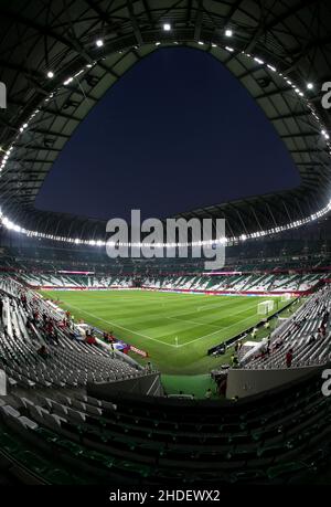 General view inside the Education City Stadium in Al Rayyan, Qatar. Taken during the FIFA Arab Cup in the build up to the 2022 FIFA World Cup. Photo by MB Media 10/12/2021 Stock Photo