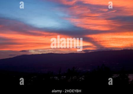 Awesome afterglow near the colonial town of Villa de Leyva, in the Andean mountains of central Colombia. Stock Photo