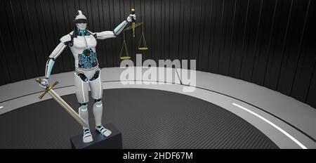 justice, judge, artificial intelligence, automation, justices, judges, artificial intelligences, cyborg, automations Stock Photo