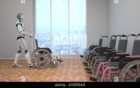 robot, wheelchair, Assistance, robots, wheelchairs Stock Photo