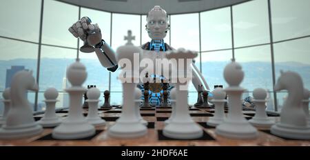 playing, chess, artificial intelligence, play, artificial intelligences, cyborg Stock Photo