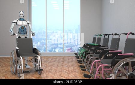 wheelchair, artificial intelligence, Assistance, wheelchairs, artificial intelligences, cyborg Stock Photo