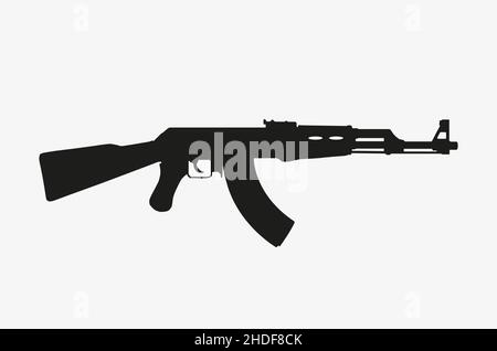 A black vector illustration AK47 machine gun Stock Vector