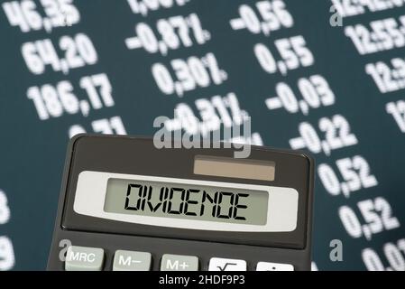 calculate, stock price, dividend, audit, stock, stock market, stock prices, stocks, trade, dividends Stock Photo