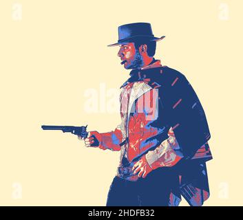 illustration, cowboy, illustrations Stock Photo