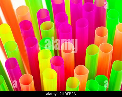 plastic, multi colored, straw, plastics, synthetic, synthetic material, multi coloreds, straws Stock Photo