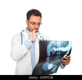 pensive, doctor, x-ray image, pensives, doctors, radiology, x-rays, xray, xrays Stock Photo