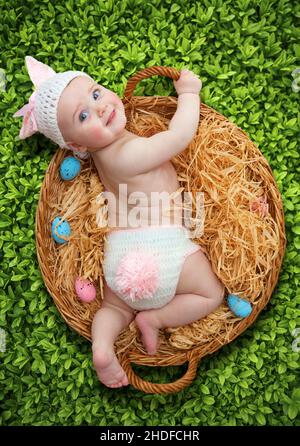 baby, easter nest, photo shoot, babe, babies, human babies, easters, photo shoots Stock Photo