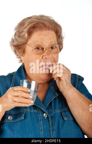 senior, medicine, taking medicine, elderly, old, seniors, medicines, taking medicines, taking pills Stock Photo
