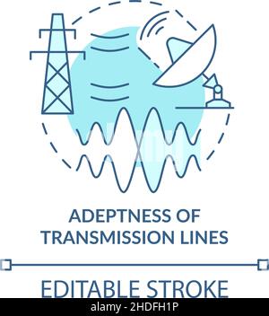 Adeptness of transmission lines turquoise concept icon Stock Vector