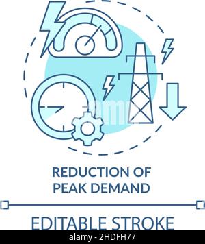Reduction of peak demand turquoise concept icon Stock Vector