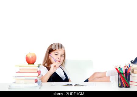 desk, homework, schoolchild, desks, homeworks, school children, schoolchilds Stock Photo