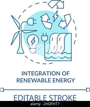 Integration of renewable energy turquoise concept icon Stock Vector