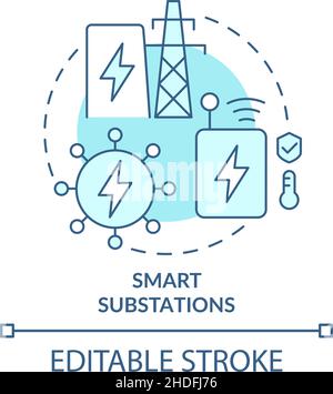 Smart substations turquoise concept icon Stock Vector