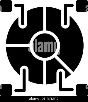 Data set analytics black glyph icon Stock Vector