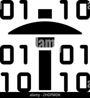 Data mining black glyph icon Stock Vector