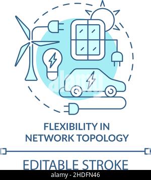 Flexibility in network topology turquoise concept icon Stock Vector