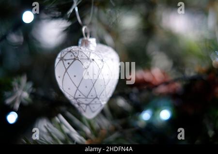 glass heart shaped christmas tree bauble Stock Photo