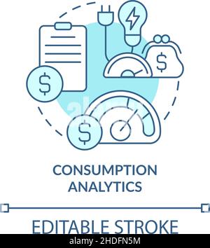Consumption analytics turquoise concept icon Stock Vector