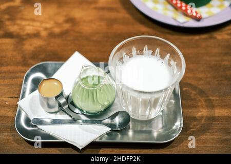 Three drinks are on the table. Stock Photo