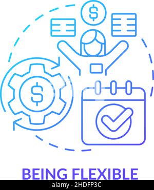 Being flexible blue gradient concept icon Stock Vector