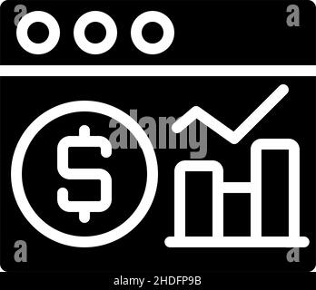 Financial data analysis black glyph icon Stock Vector