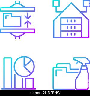 Data mining processes gradient linear vector icons set Stock Vector