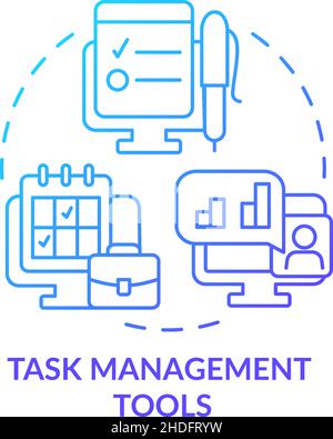 Task management tools blue gradient concept icon Stock Vector