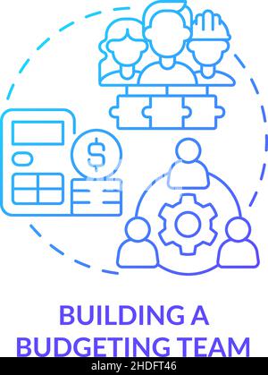 Building a budgeting team blue gradient concept icon Stock Vector