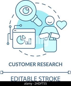 Customer research turquoise concept icon Stock Vector