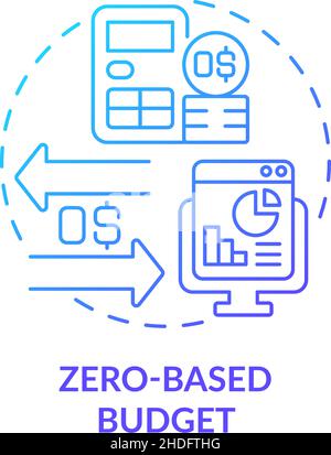 Zero-based budget blue gradient concept icon Stock Vector