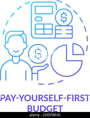 Pay-yourself-first budget blue gradient concept icon Stock Vector